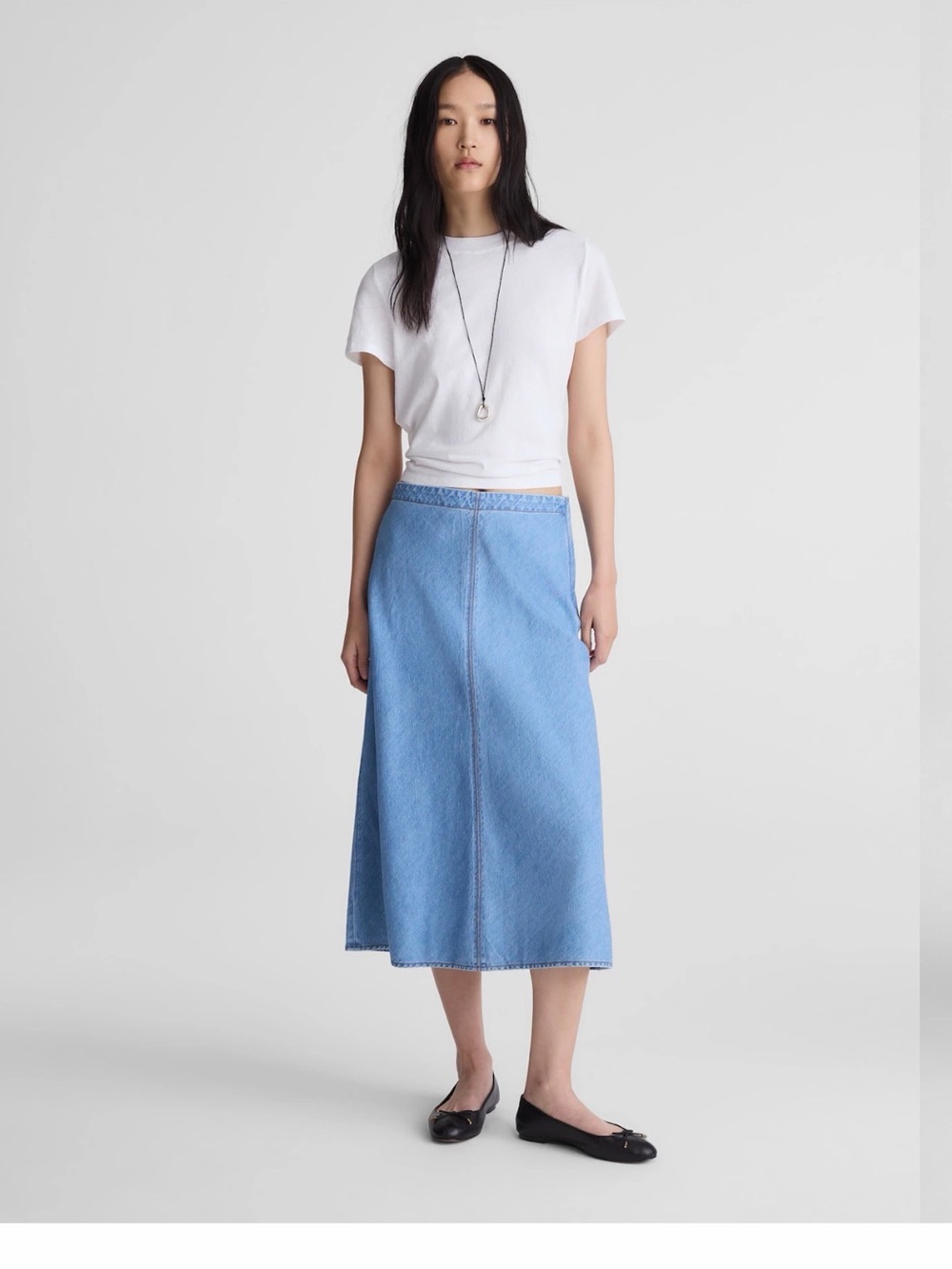 Madewell Airy Denim Slip Midi Skirt